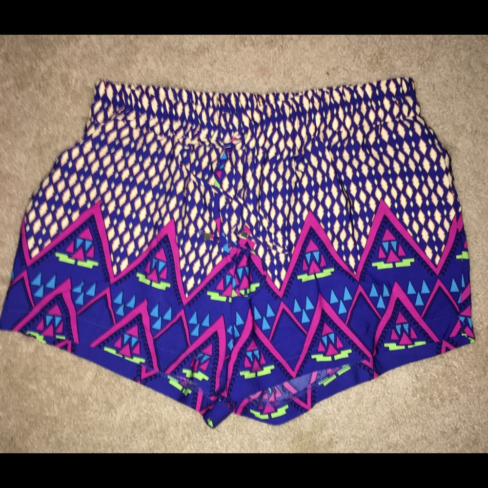 Multi colored draw string shorts